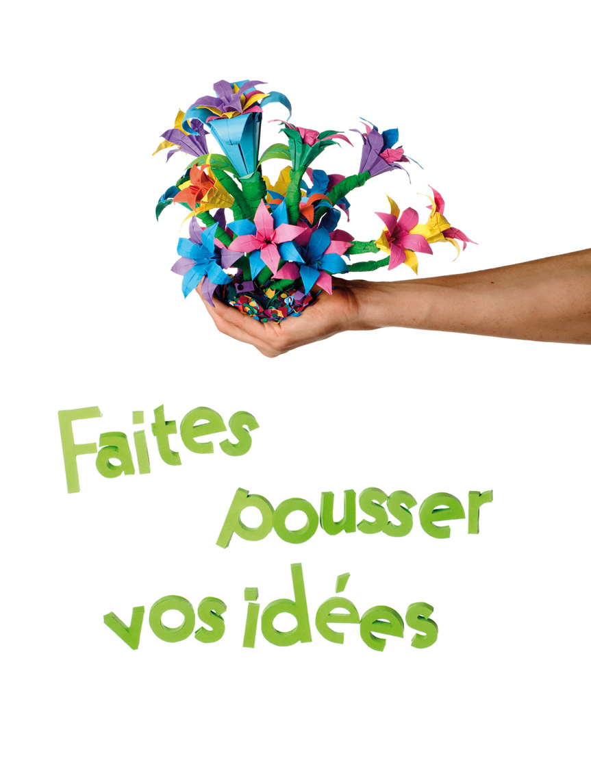 créations en papier de lettres 3D et fleurs pour une affiche, nicolas dechef, photographe & infographiste à Namur et Charleroi